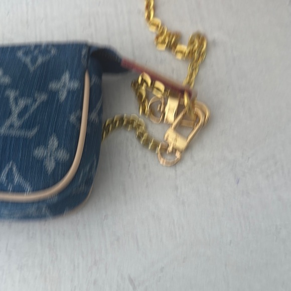 UPCYCLED Louis Vuitton Monogram Blue Denim Mini Pouchette - Picture 6 of 11
